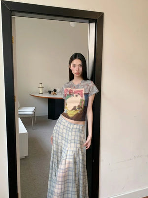 Cat Graphic Sheer Top