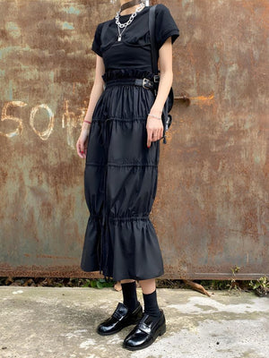 Grunge Ruched Midi Skirt