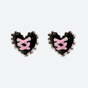 Pastel Goth Corset Heart Earrings