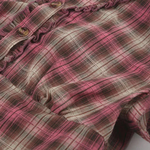 Y2K Plaid Ruffled Shirt