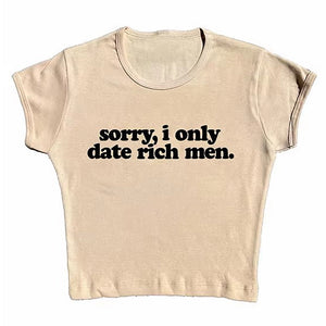 I Date Only Rich Men Y2K Crop Top