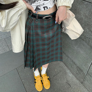 Preppy Style Checkered Kilt Skirt