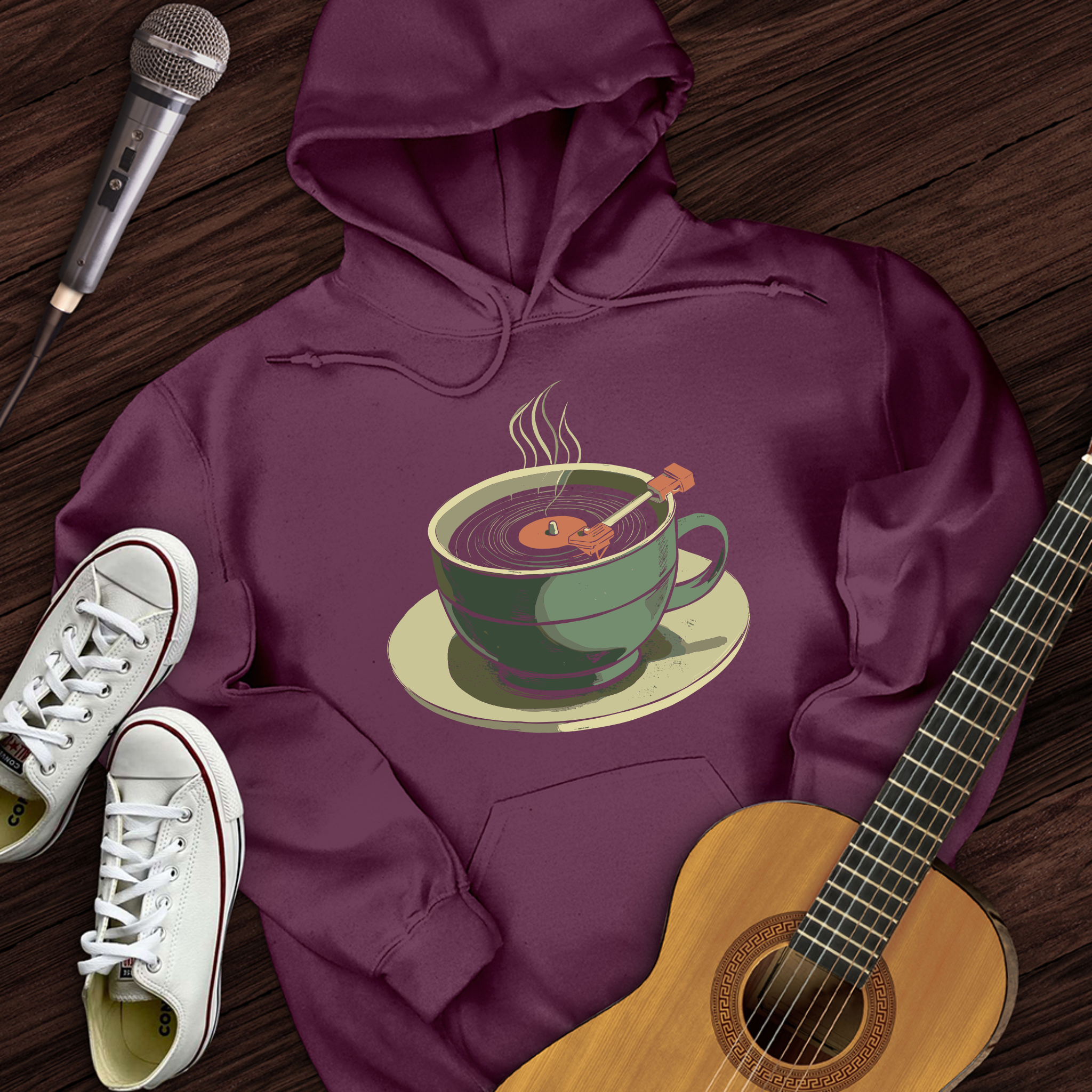 Coffee Cup Record Player Hoodie