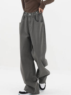 Adjustable Waist Baggy Denim Jeans
