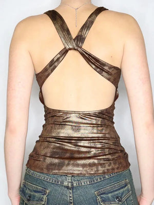 Baddie Leopard Backless Top