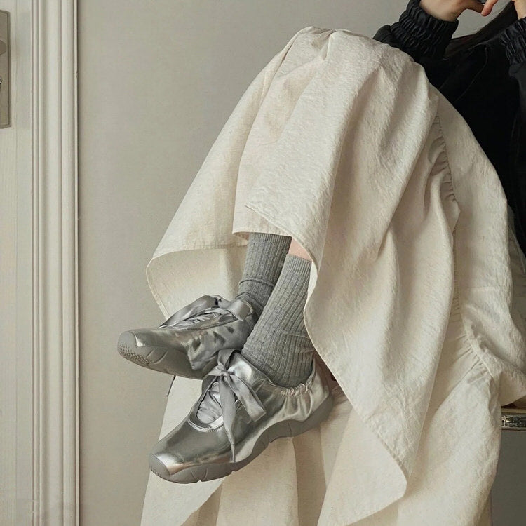 Balletcore Aesthetic Satin Bow Sneakers