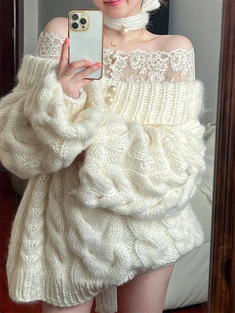 Coquette Chunky Cable Knit Sweater