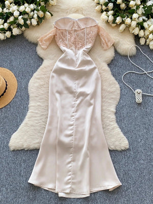 Corset Satin Maxi Dress