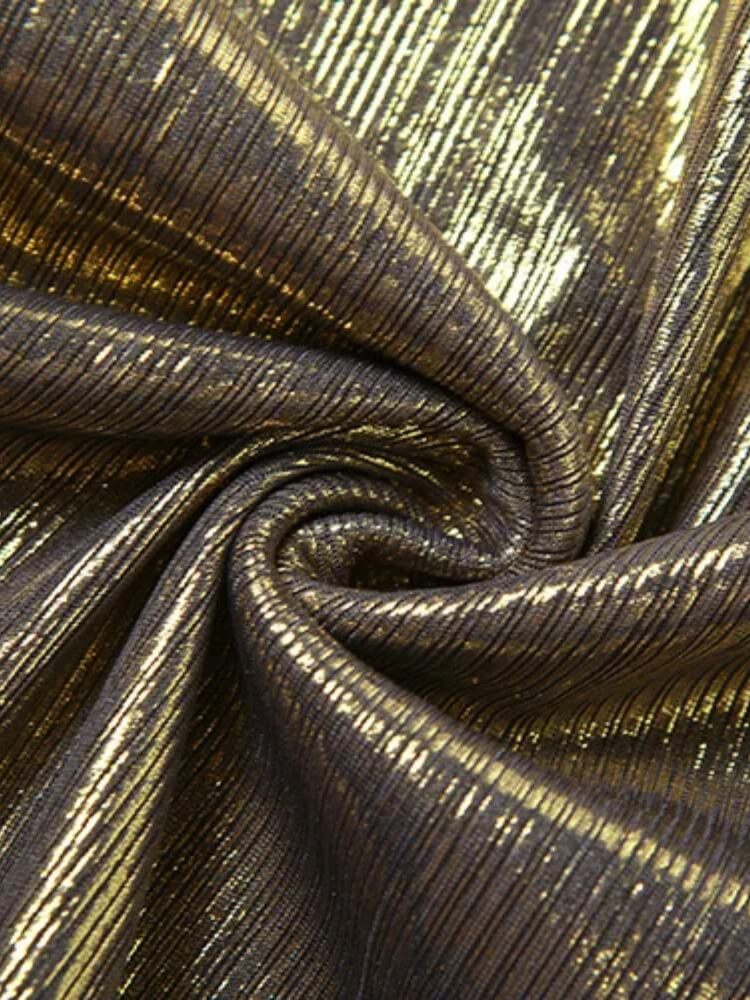 Cyberpunk Metallic Hooded Midi Dress