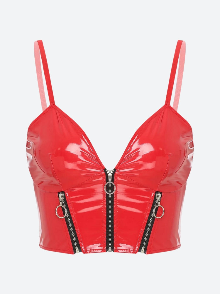 Faux Leather Bustier Crop Top