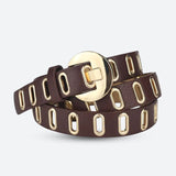 Golden Eyelet Faux Leather Belt