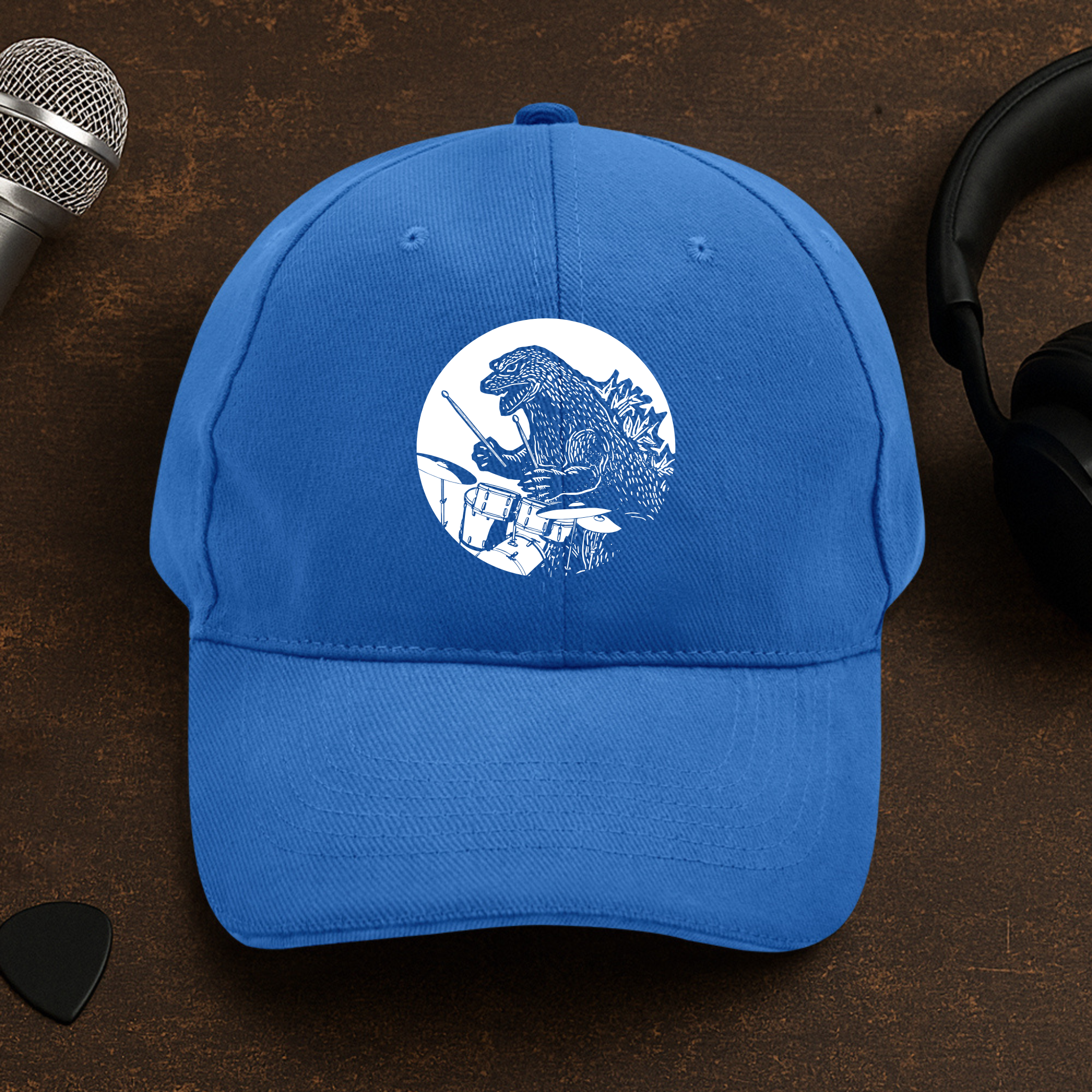 Dino Playing Drums Cap