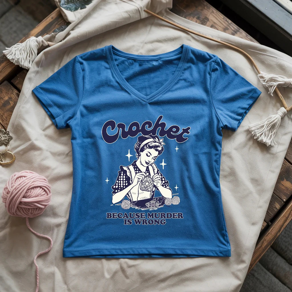 Crochet Not Murder Lady V-neck
