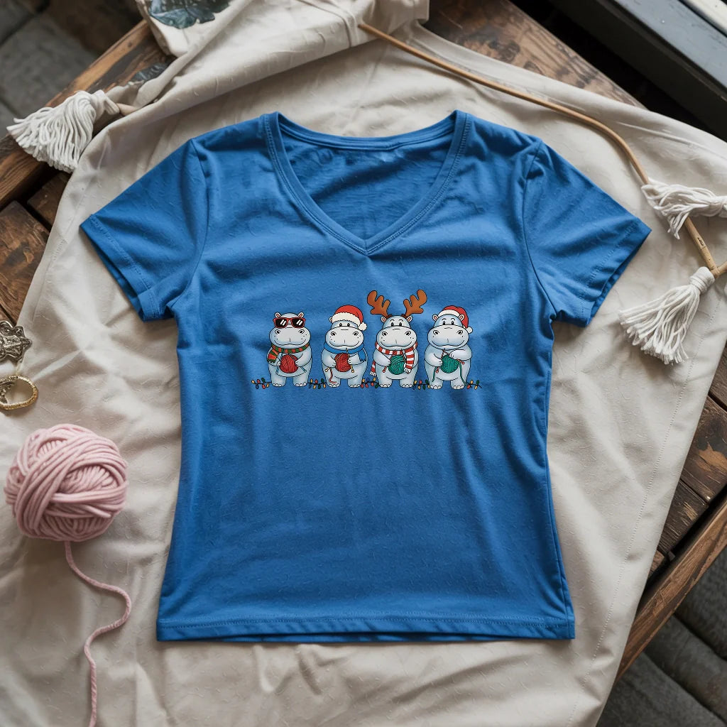 Hippo Knitmas Lady V-neck