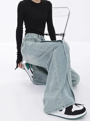 Seam Line Wide Leg Jeans
