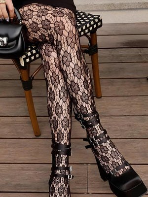 Soft Girl Floral Lace Tights