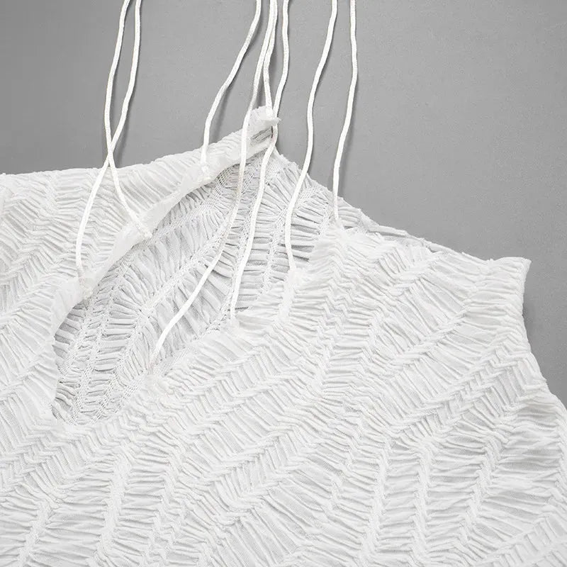 Wrinkled Lace Up Mini Dress