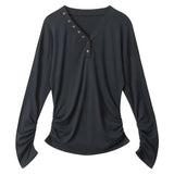 Aesthetic Loose Fit Button V-Neck Top