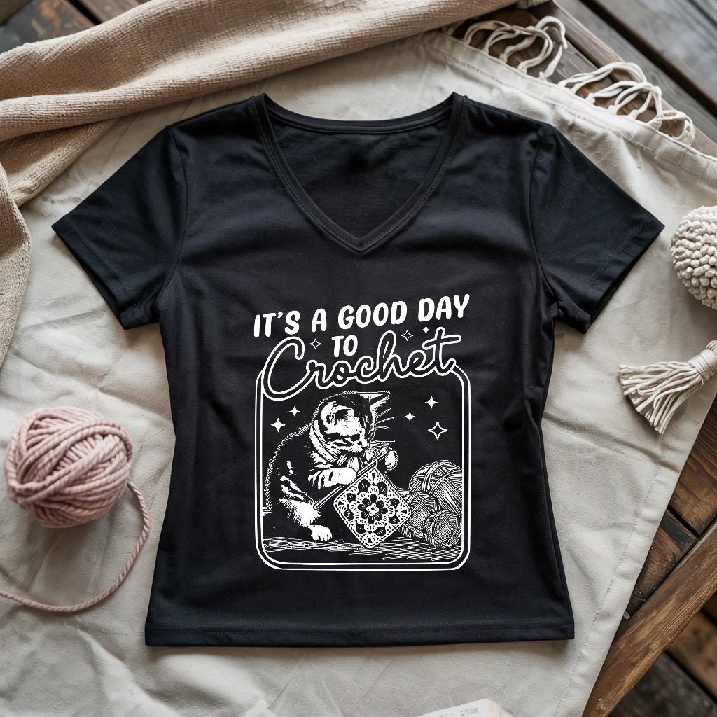 Good Day To Crochet Lady V-neck