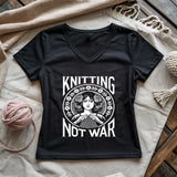 Knitting Not War Lady V-neck