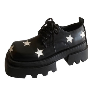 Black & White Star Platform Oxfords