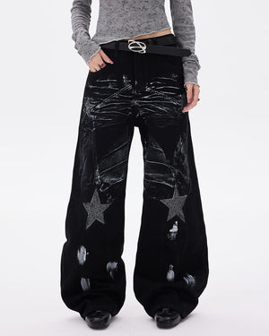 Black Star Wide Leg Jeans