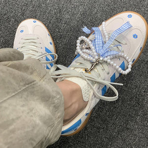 Baby Blue Plaid Bow Shoe Charms