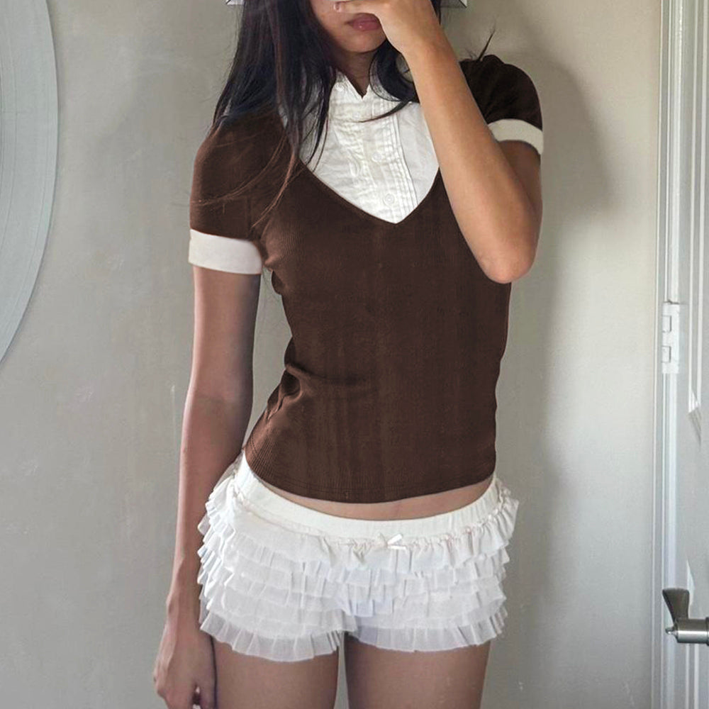 Gossip Goes Around Layered Collar Shirt