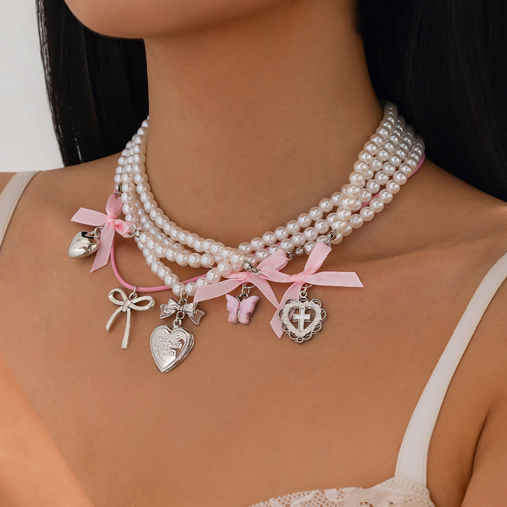 Sweet Attitude Pearl Layered Necklace Set