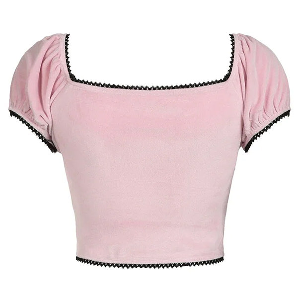 Coquette Bow Velvet Crop Top
