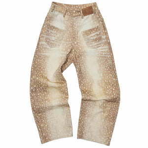 Deer Print Wide Leg Jeans