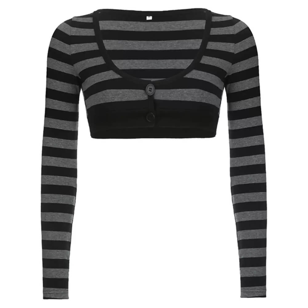 Emo Aesthetic Striped Long Sleeve Top