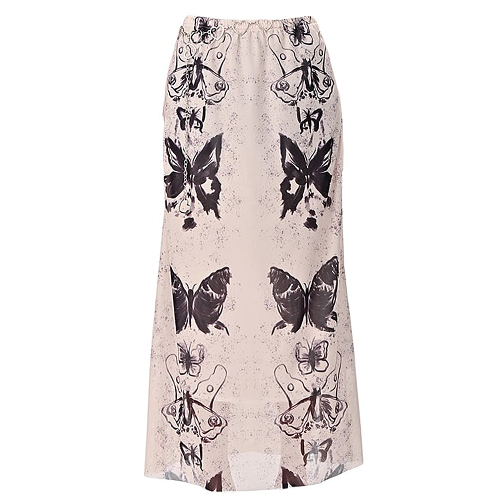 Fairy Grunge Butterfly Maxi Skirt