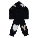 Fuzzy Heart Knit Hooded Scarf