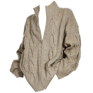 Grandpa Style Cable Knit Zip Jumper