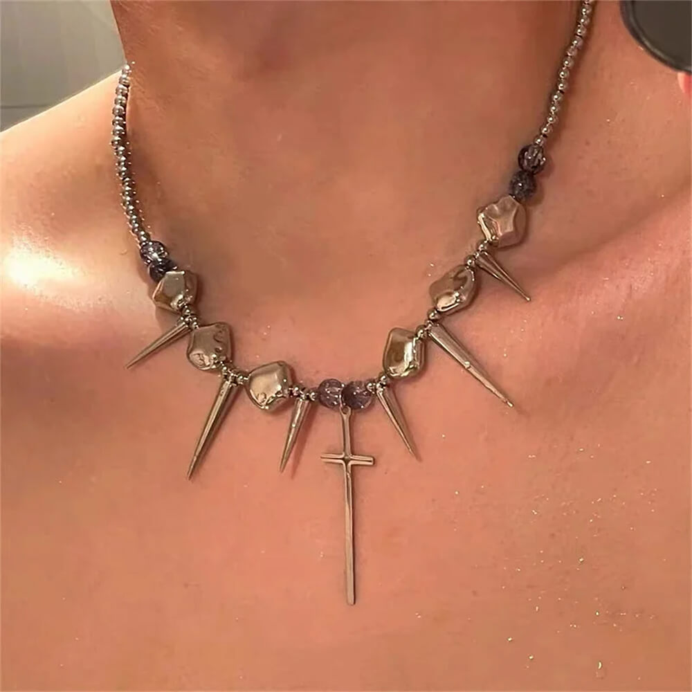 Grunge Aesthetic Cross Necklace