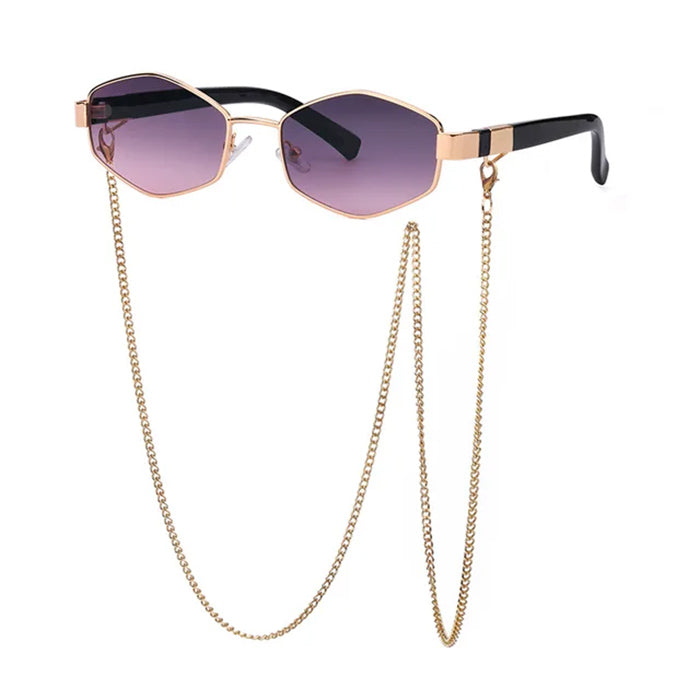 Hexagonal Sunglasses with Chain