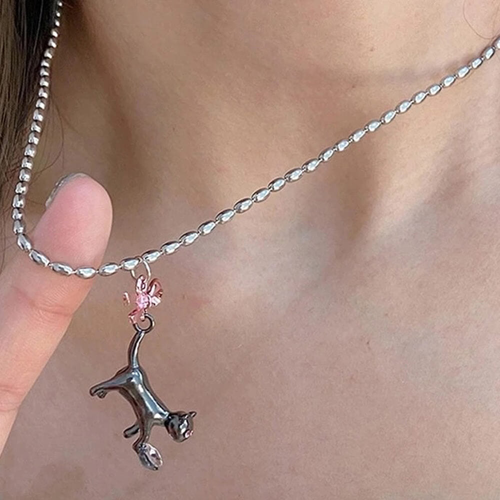 Kitten & Bow Necklace
