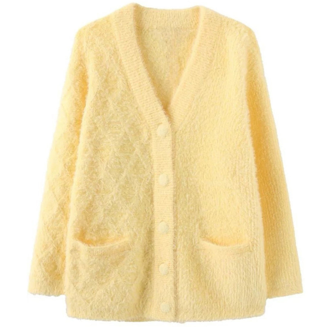 Pastel Yellow Fuzzy Cardigan