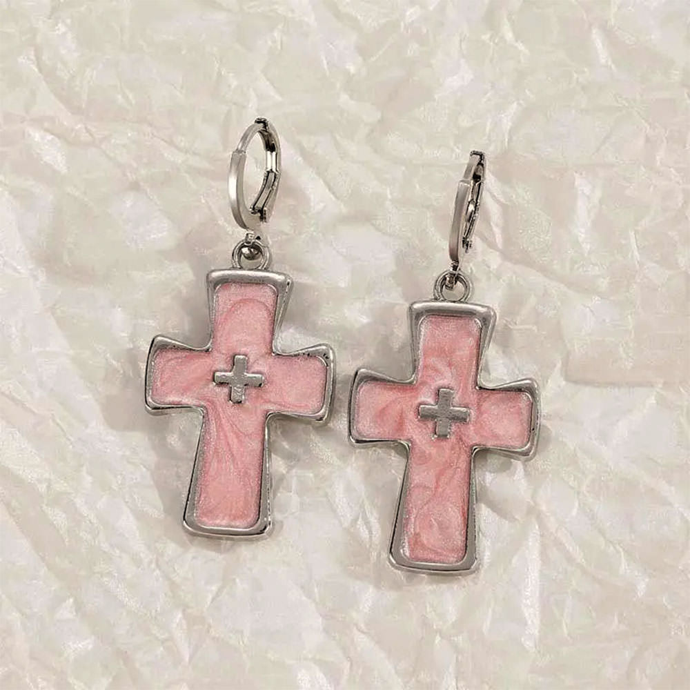 Pastel Goth Cross Earrings