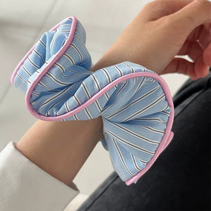 Pastel Stripe Pajama Style Scrunchies