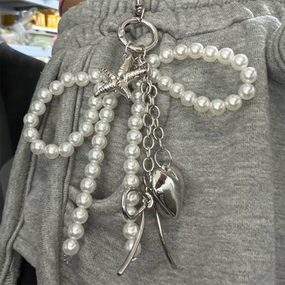 Pearl Bow Charm Keychain