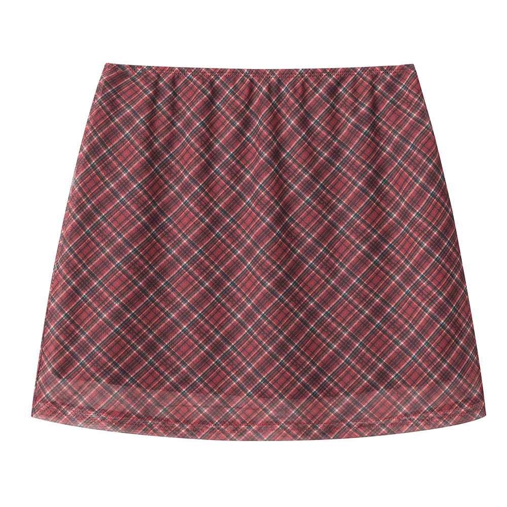 Preppy Plaid Mesh Top & Mini Skirt Set