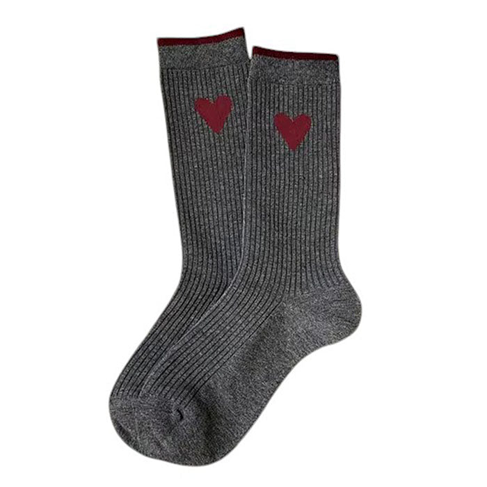 Cozy Red and Grey Patterned Socks