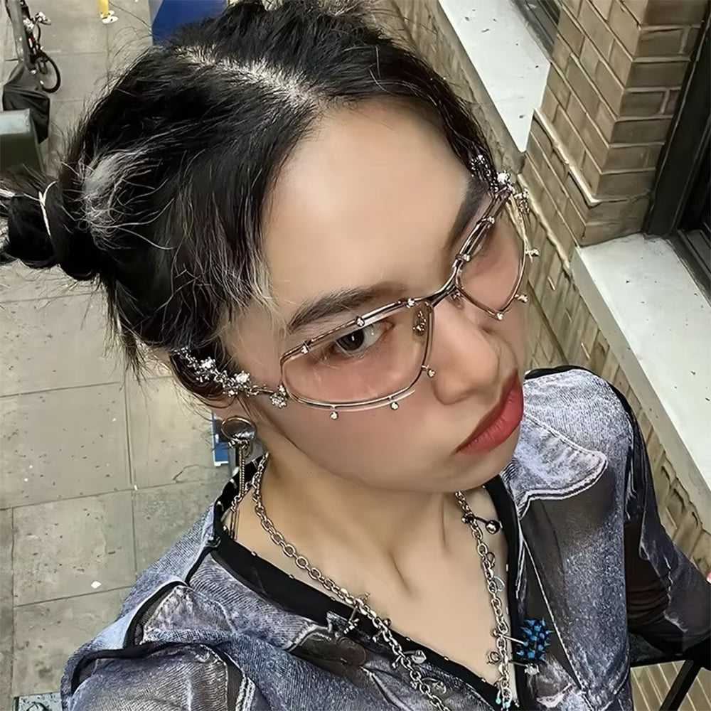 Y2K Rhinestone Rimless Sunglasses