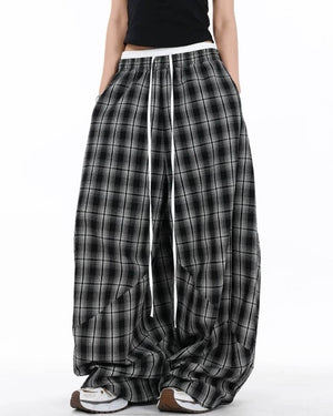 Skater Girl Plaid Wide Leg Pants