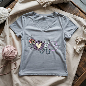 Love Crocheting Lady V-neck