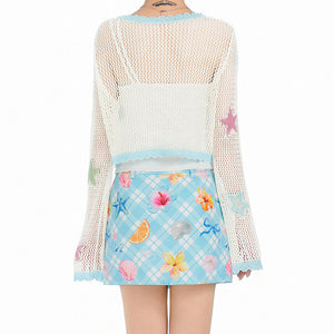 Star Girl Crochet Mesh Cardigan
