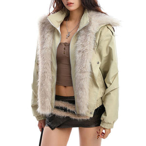 Vanilla Latte Fur Trim Jacket