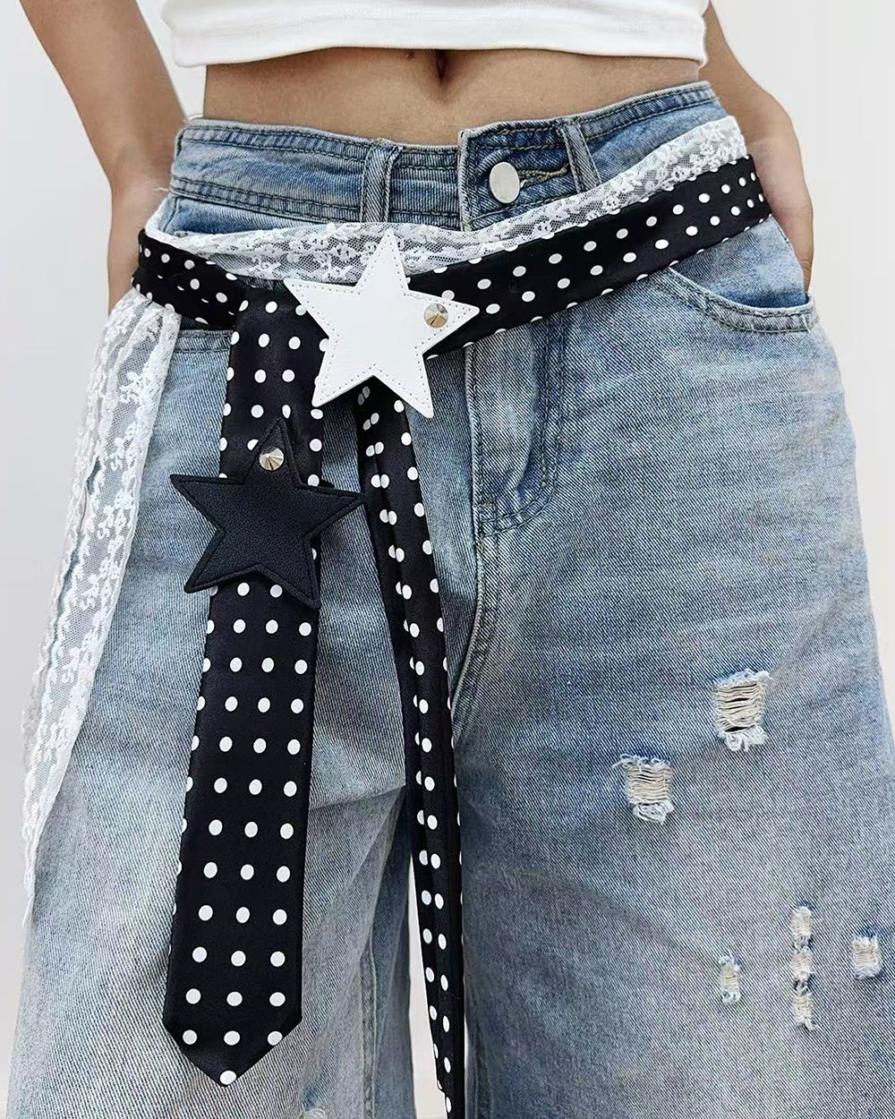 Y2K Polka Dot Statement Ribbon Belt
